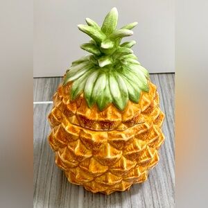 Horchow Pineapple Ceramic Container - Green and Orange